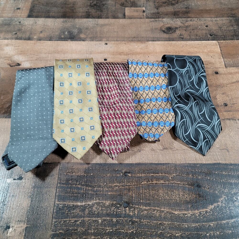 Lot of 5 Geometric Designer Dress Neck Ties